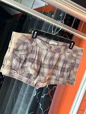 🤎 Vintage Chic Paris Blues Plaid Mini Shorts 🤎